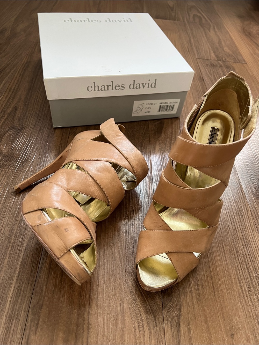 Charles David Platform Strappy High Heels Leather Y2K